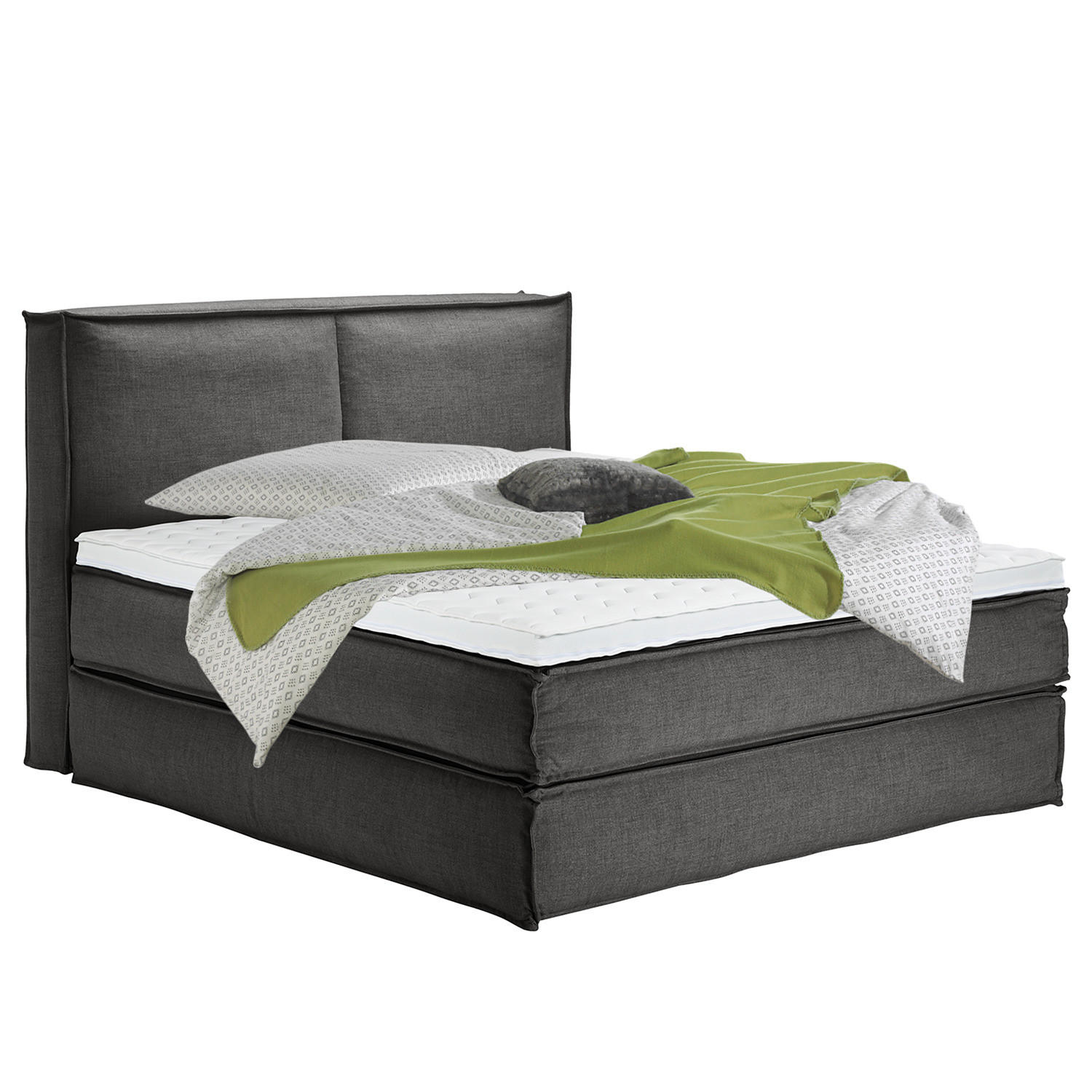 BOXSPRINGBETT mit Kopfteil - Premium - Grau, Textil (200/200cm) - home24