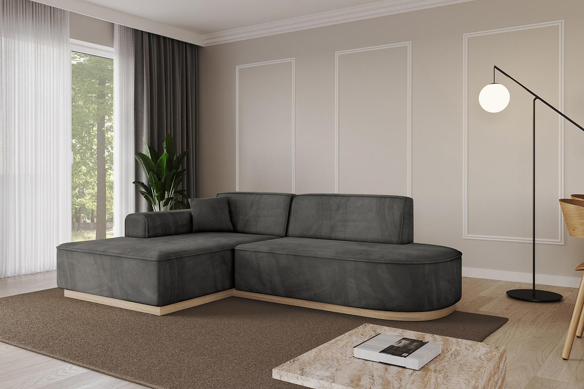 ECKSOFA Ottomane Links IREA-L1 - 232x165x80 cm Ecru - Anthrazit, Holzwerkstoff/Textil (232/165cm) - ALTDECOR