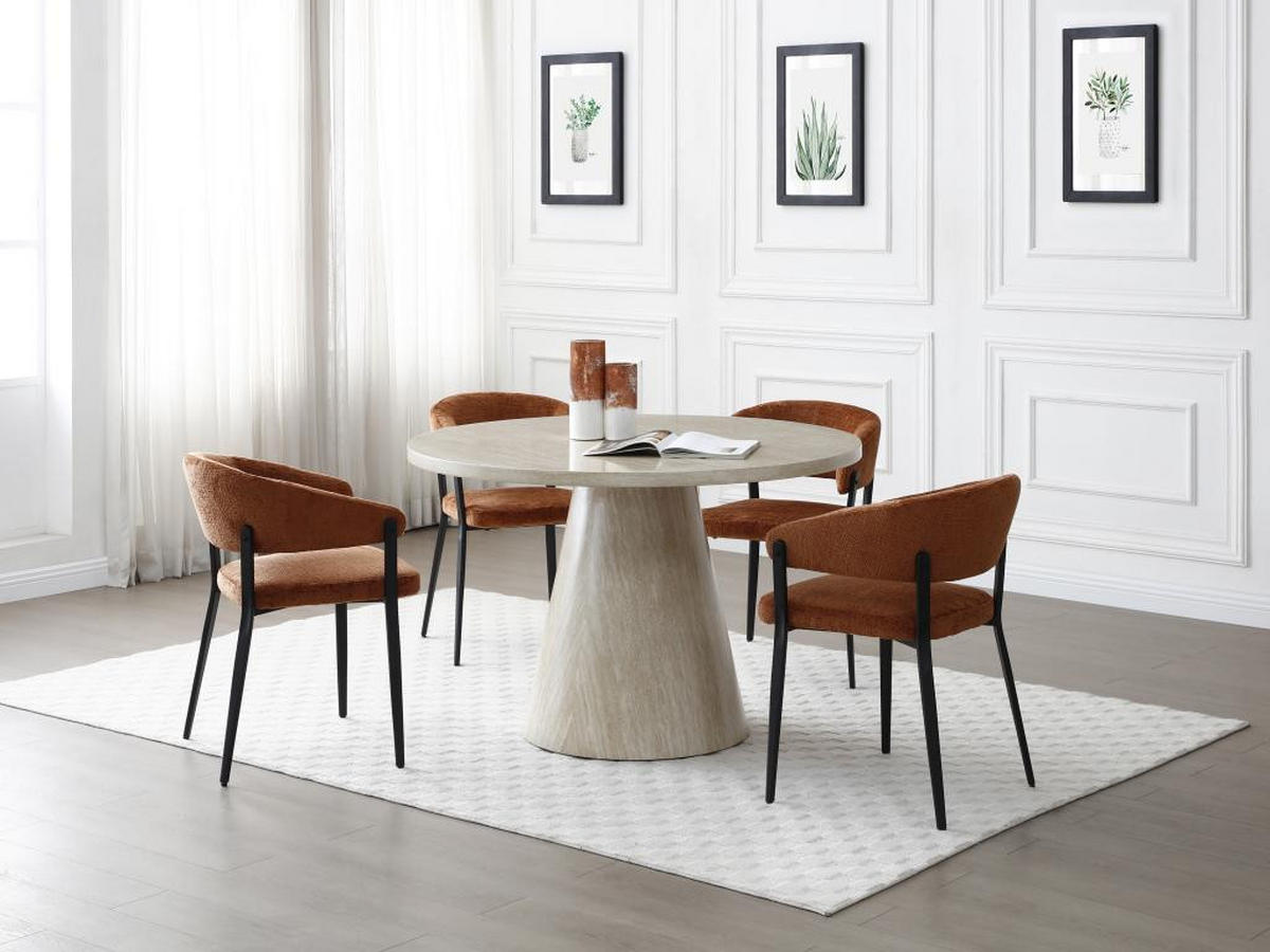 ESSTISCH 4 Personen - MDF - Travertin-Optik - Taupe - LARIOZA - Beige, Holz (120/120/75.5cm) - Pascal Morabito