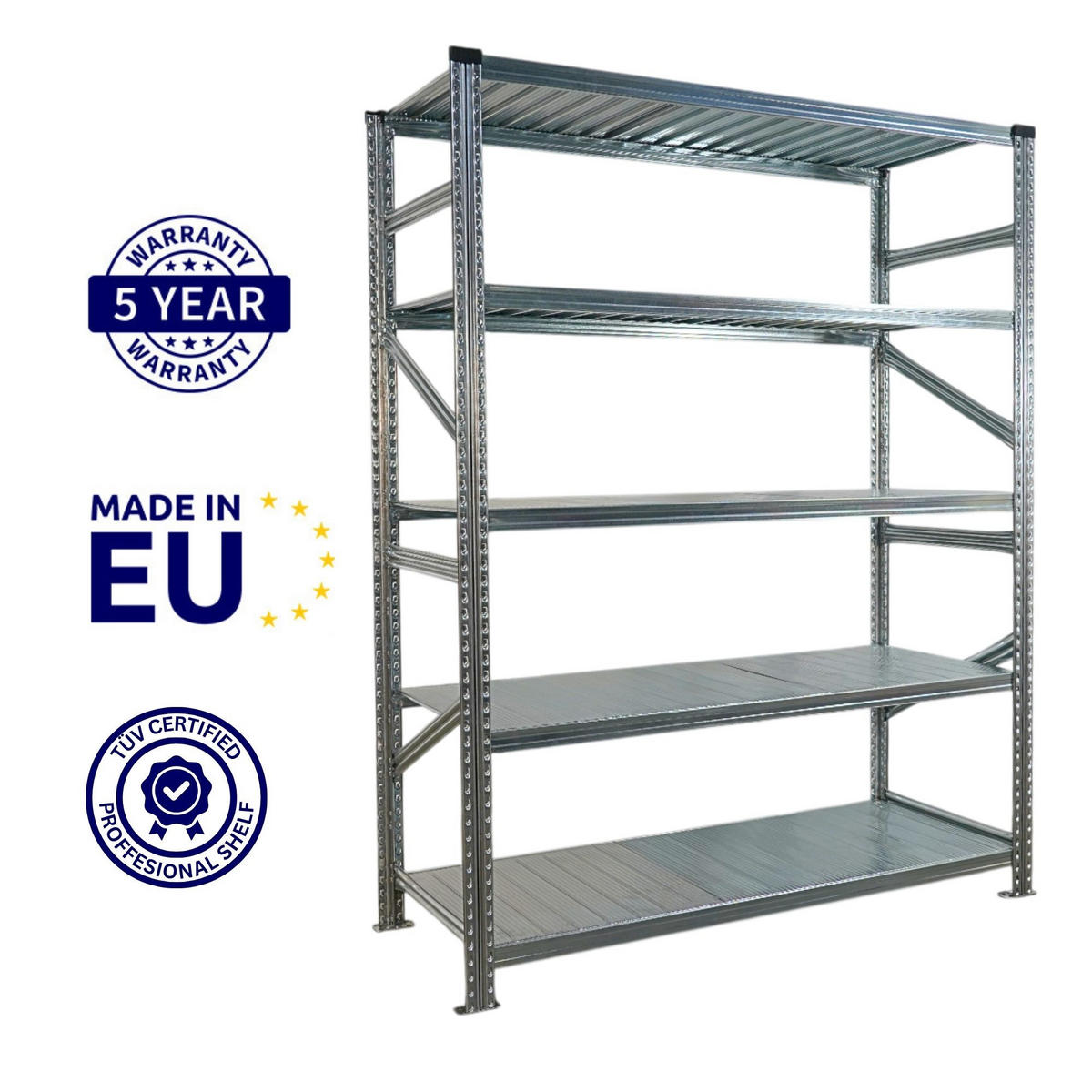 FACHBODENREGAL Proximo 200x150x60cm 5 Ebenen Fachlast 130 kg Beidseitig nutzbar Verzinkt - Silberfarben, Metall (150/200/60cm) - PROREGAL