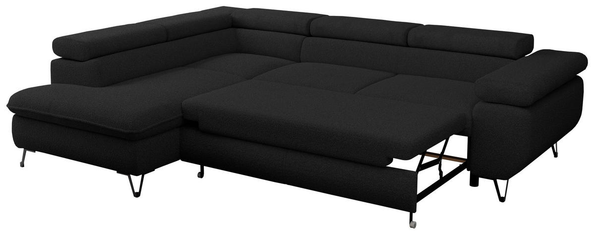 ECKSOFA PEDRO L Schwarz Boucle - Links Seite - Schwarz, Textil/Metall (208/273cm) - MKS