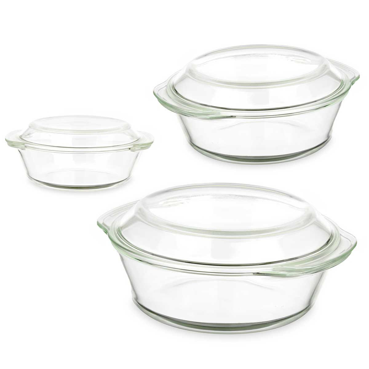 AUFLAUFFORM Rund 3er-Set - Transparent, Glas (21cm) - Vivalto