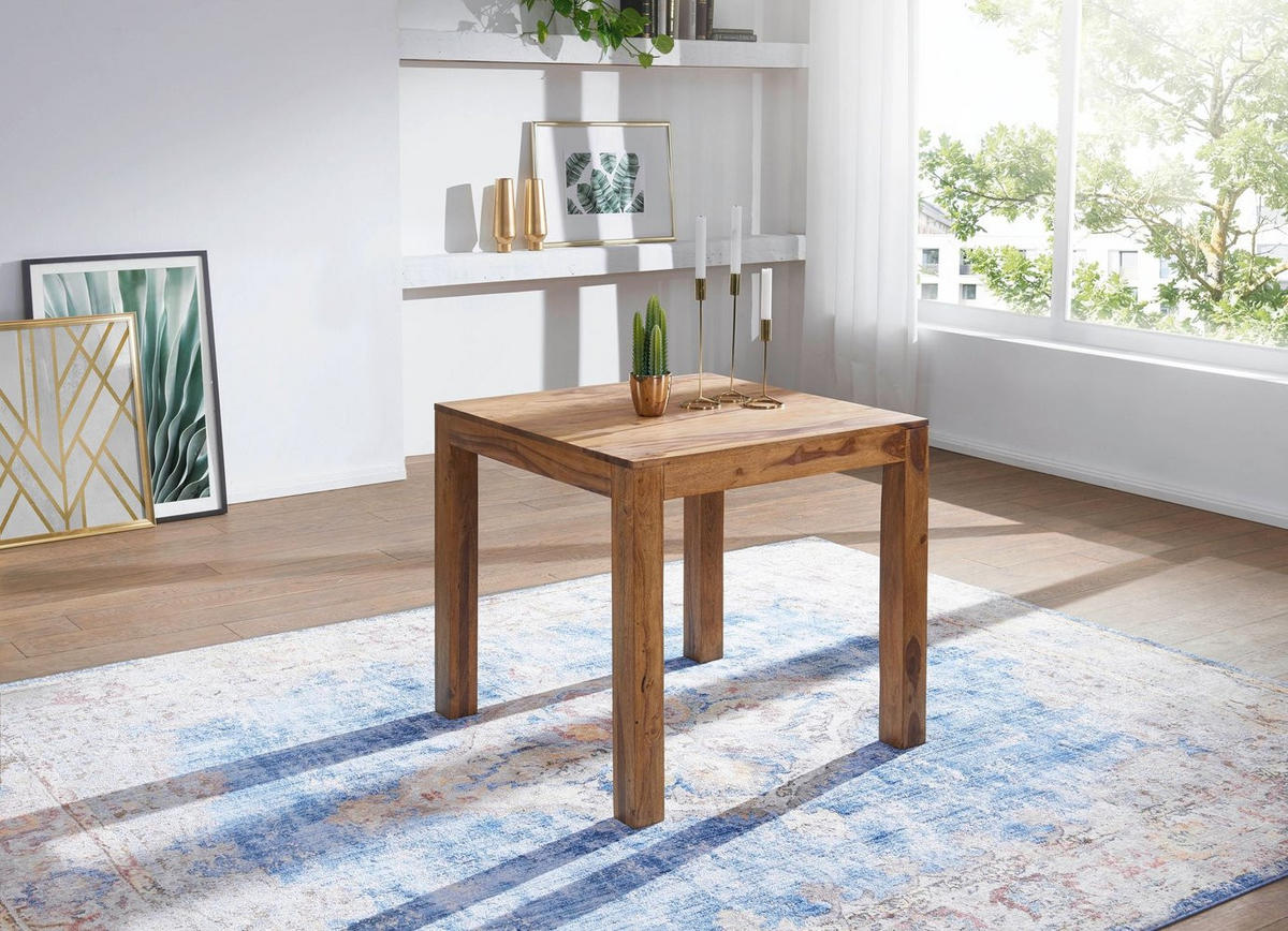 ESSTISCH Massivholz Akazie Rechteckig Handgefertigt NAKO, Braun 80x80x76 cm - Dunkelbraun/Braun, Holz (80/80/76cm) - KADIMA DESIGN