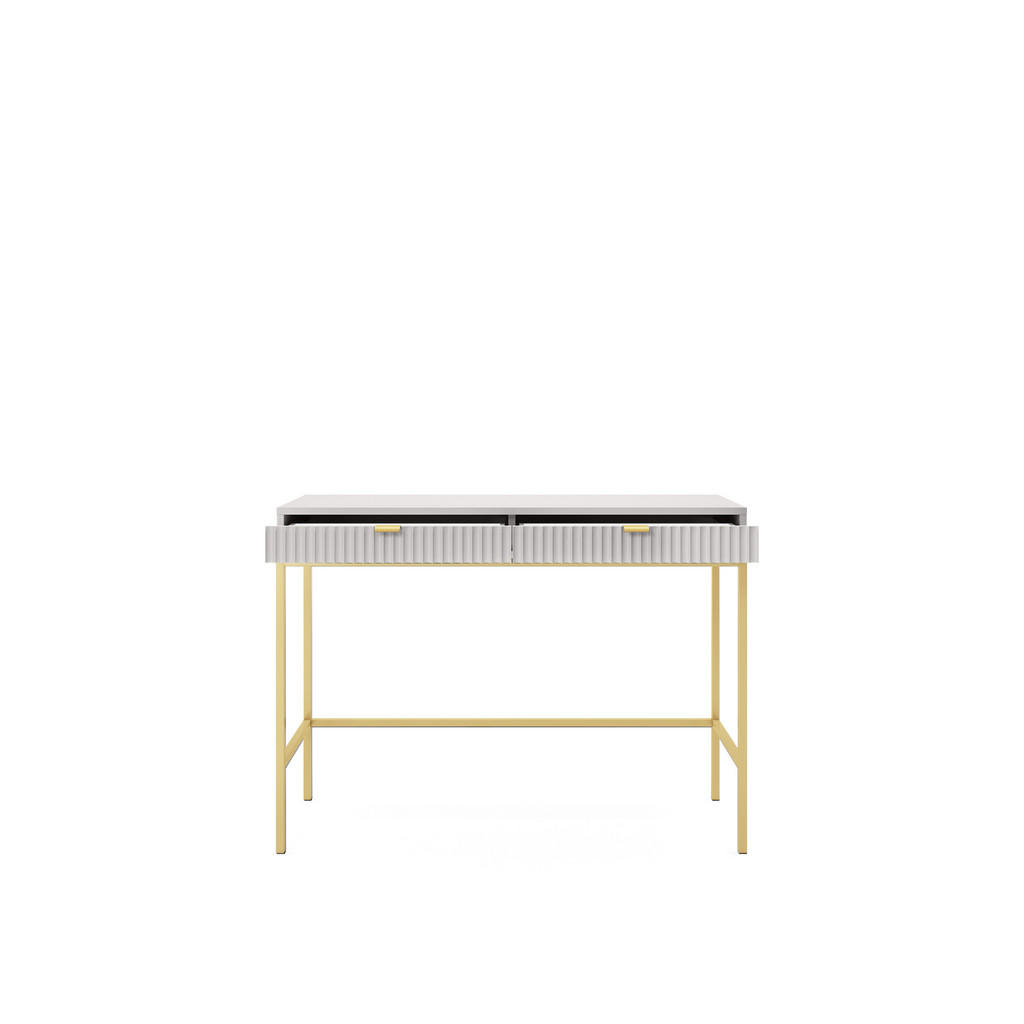Thumbnail - DomoHome Schminktisch, Grau, Gold, Holzwerkstoff, 2 Schubladen, Rechteckig,Rechteckig, 104x77x50 cm, Wohnzimmer, Wohnzim...