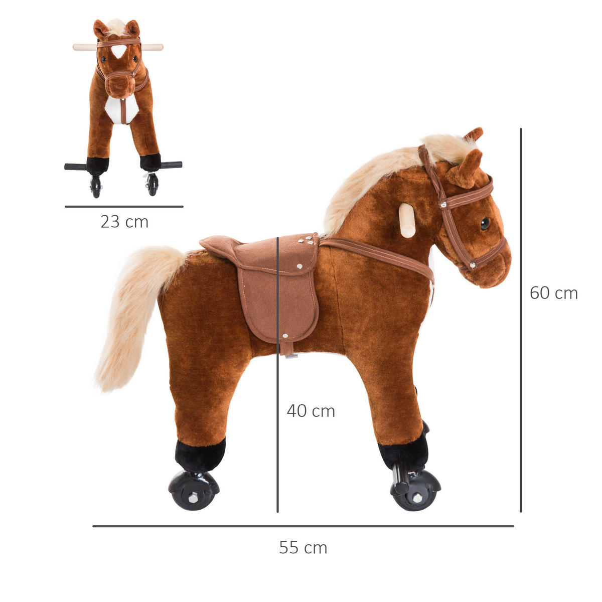 SCHAUKELPFERD DE-18242 4 Rollen, Soundeffekt Braun - Braun, Holz (23/60/55cm) - ComfortXL