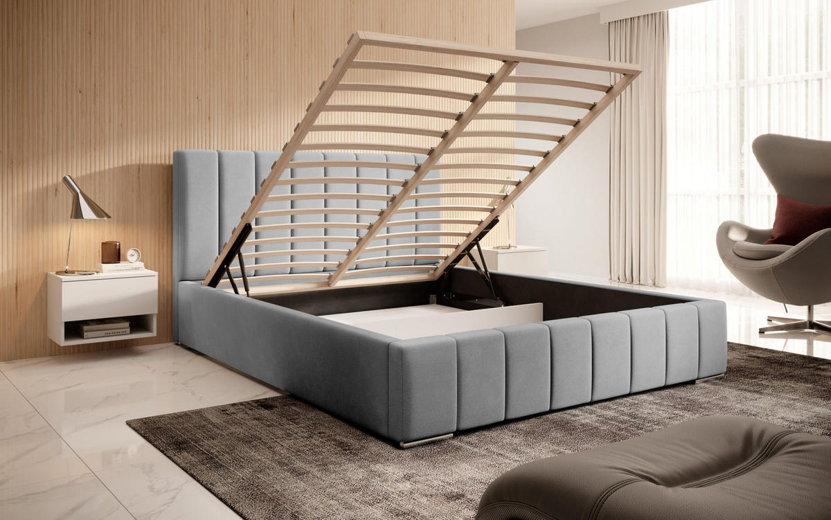 POSTERBETT Doppelbett Belten Hellgrau 120x200 cm - Hellgrau, Textil (120/200cm) - Meblito