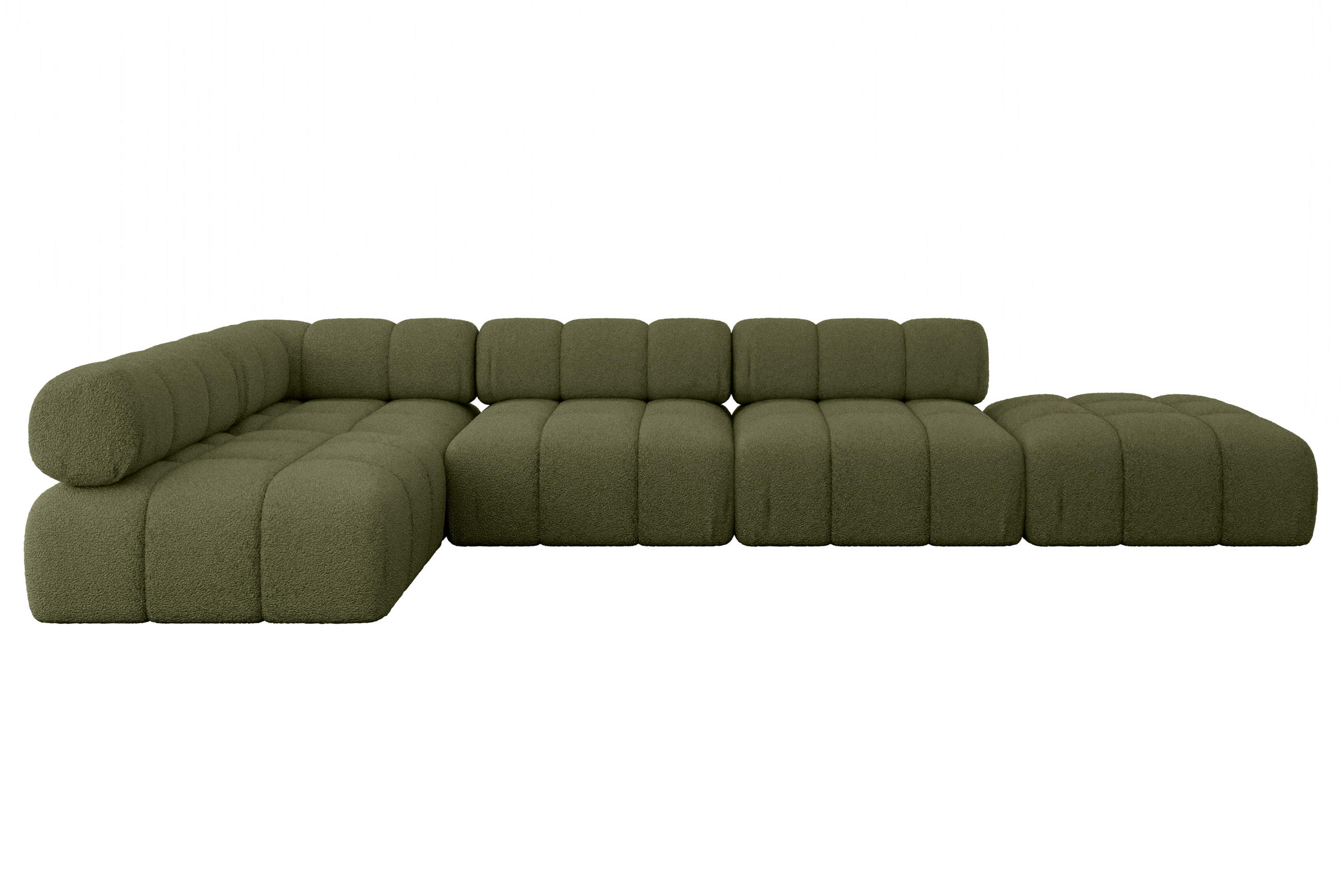 ECKSOFA modulares Sofa Favio-L2 - 380x190x70 cm Grün Bouclé - Grün, Holzwerkstoff/Textil (380/190cm) - ALTDECOR