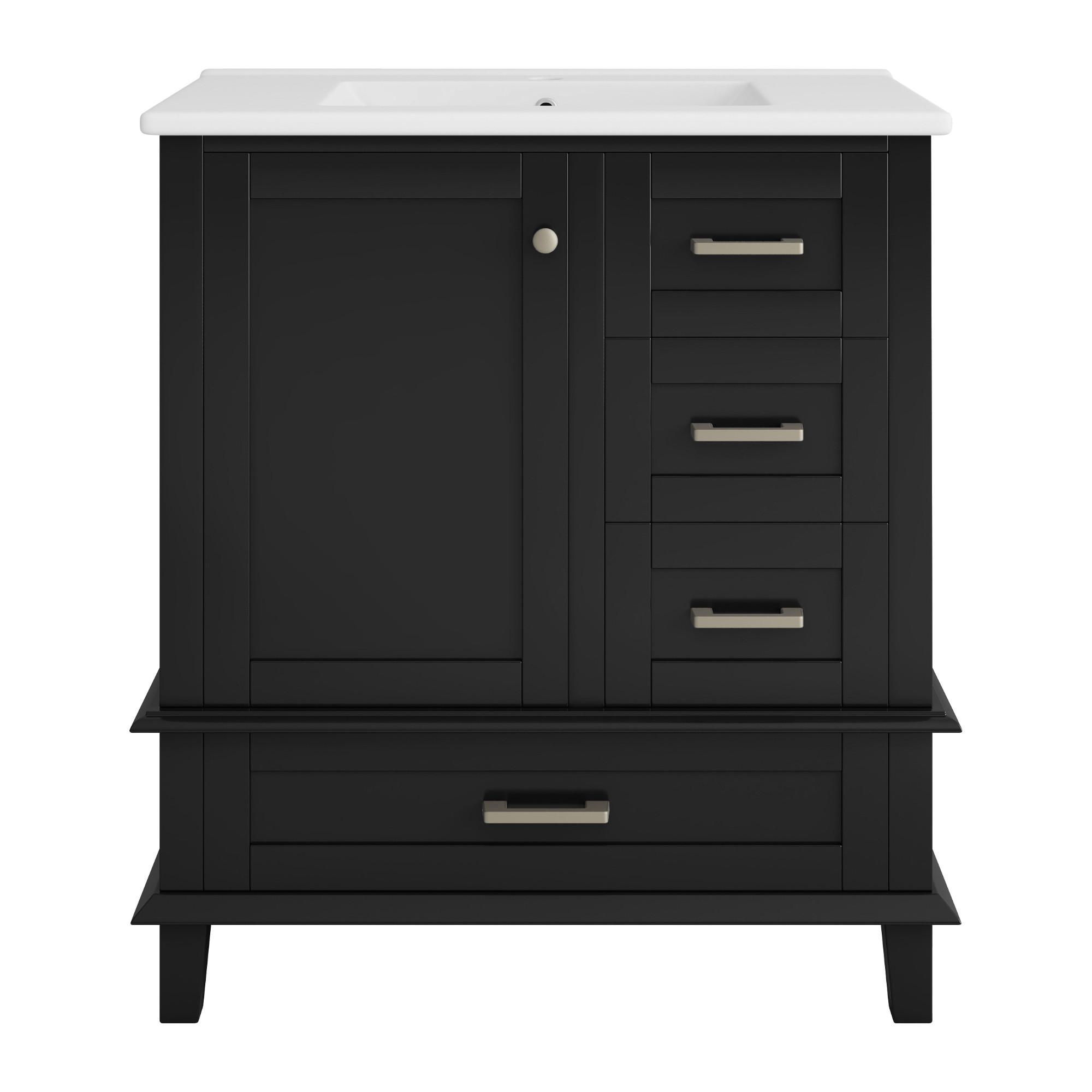 BADEZIMMERSCHRANK Schwarz 76/46/83,5 cm - Schwarz, Holz (76/83.5/45.5cm) - PANGIVO