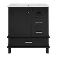 BADEZIMMERSCHRANK Schwarz 76/46/83,5 cm - Schwarz, Holz (76/83.5/45.5cm) - PANGIVO