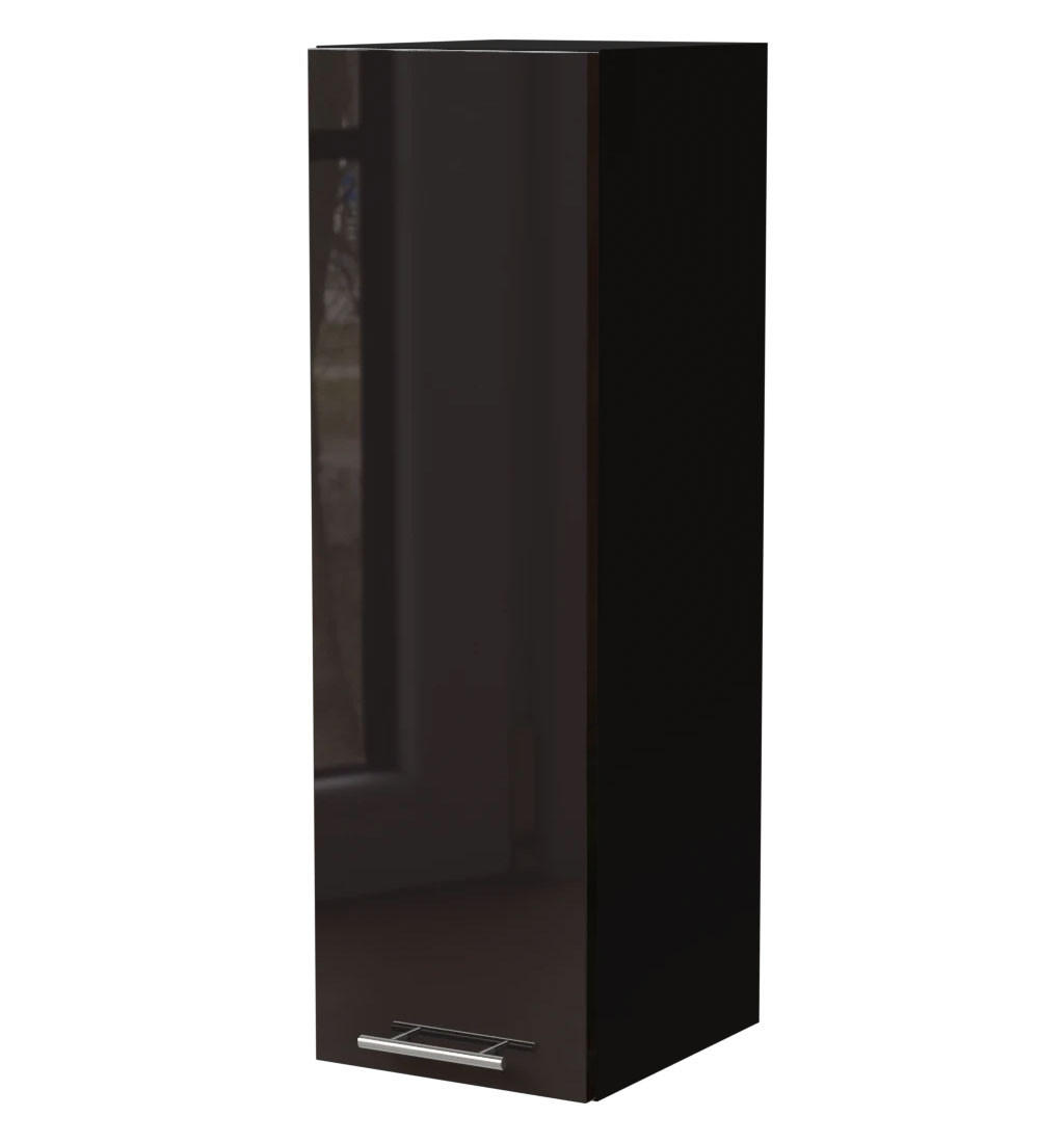 KÜCHENHÄNGESCHRANK W4/30 Essen Schwarz Hochglanz / Schwarz Matt 30 / 32,5 / 96cm - Schwarz Hochglanz/Schwarz, Holz/Holzwerkstoff (30/96/32.5cm) - Feldmann-Wohnen