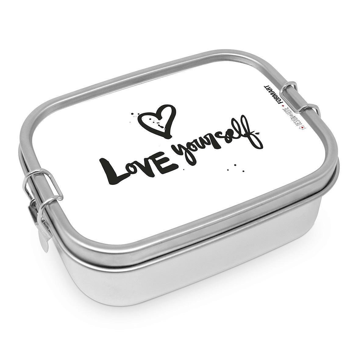 LUNCHBOX Love yourself aus Edelstahl - Schwarz, Metall (14/16.5/5.8cm) - Sonstige