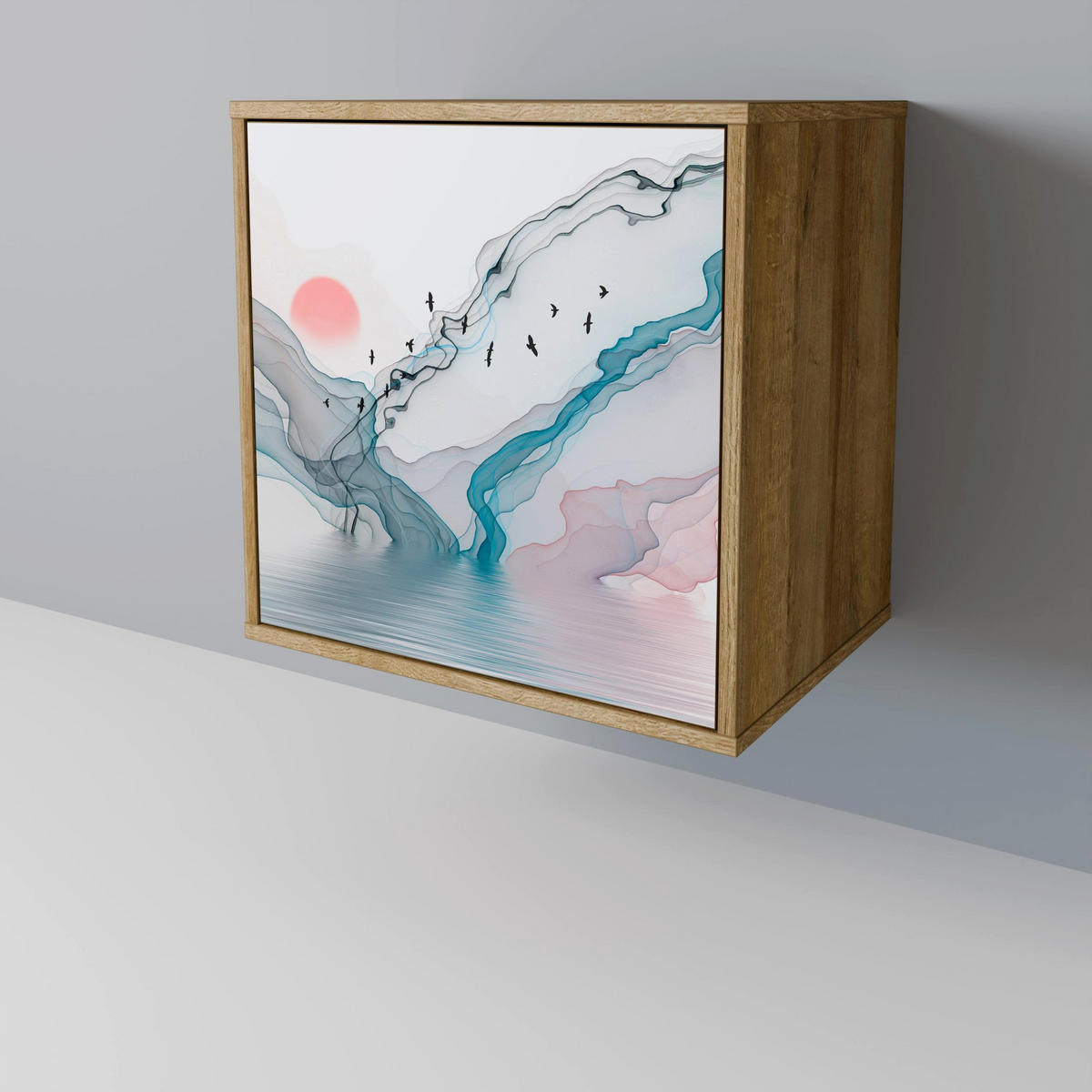 SIDEBOARD VELVET CROSSING, Eichefarben, 57,5x42x77,5 cm, Schräge Buchenholzfüße - Eichefarben/Buchefarben, Holzwerkstoff/Buchenholz (57.5/77.5/42cm) - SpaceRebels