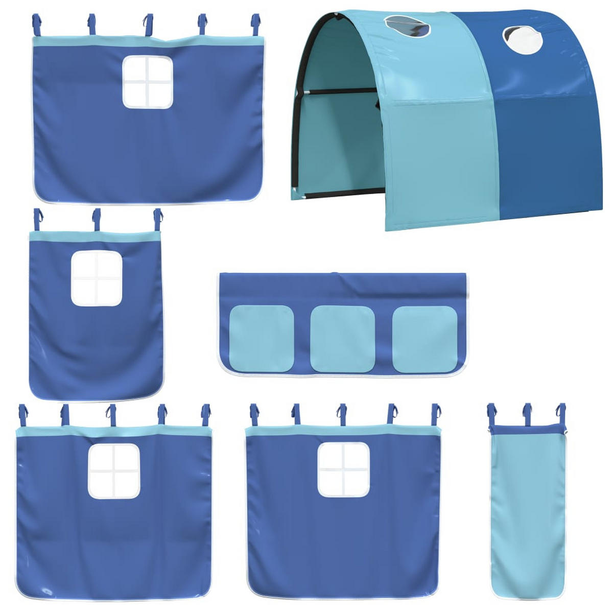 VORHÄNGE Für Hochbett Mit Tunnel Blau Polyester - Blau, Textil - vidaXL