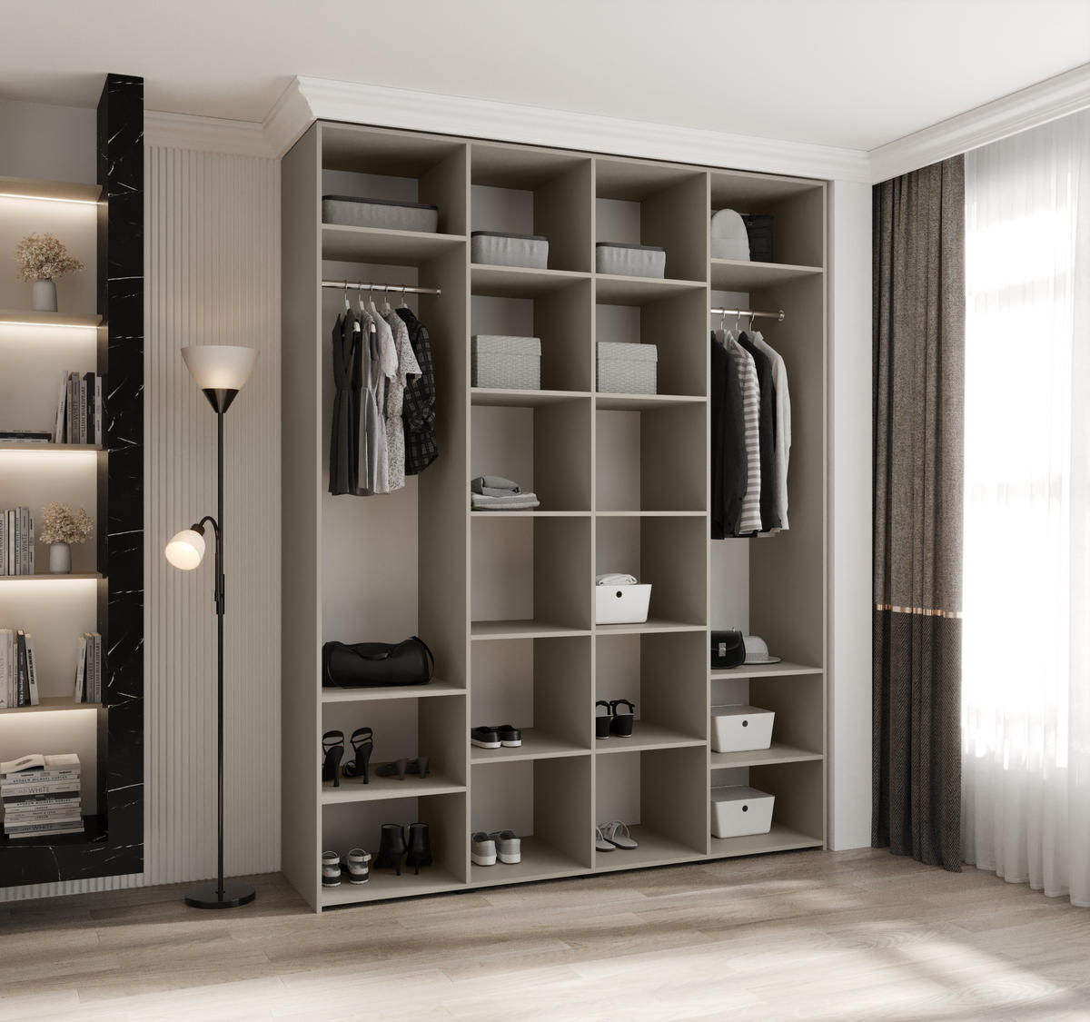 DREHTÜRENSCHRANK 245,5/190/50 4-türig - Kaschmir/Goldfarben, Holz/Metall (190/245.5/50cm) - Abiks Möbel