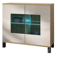 KOMMODE Grömitz Sandgrau Hochglanz - Sandfarben, Holzwerkstoff (92.5/84.5/35cm) - Vladon