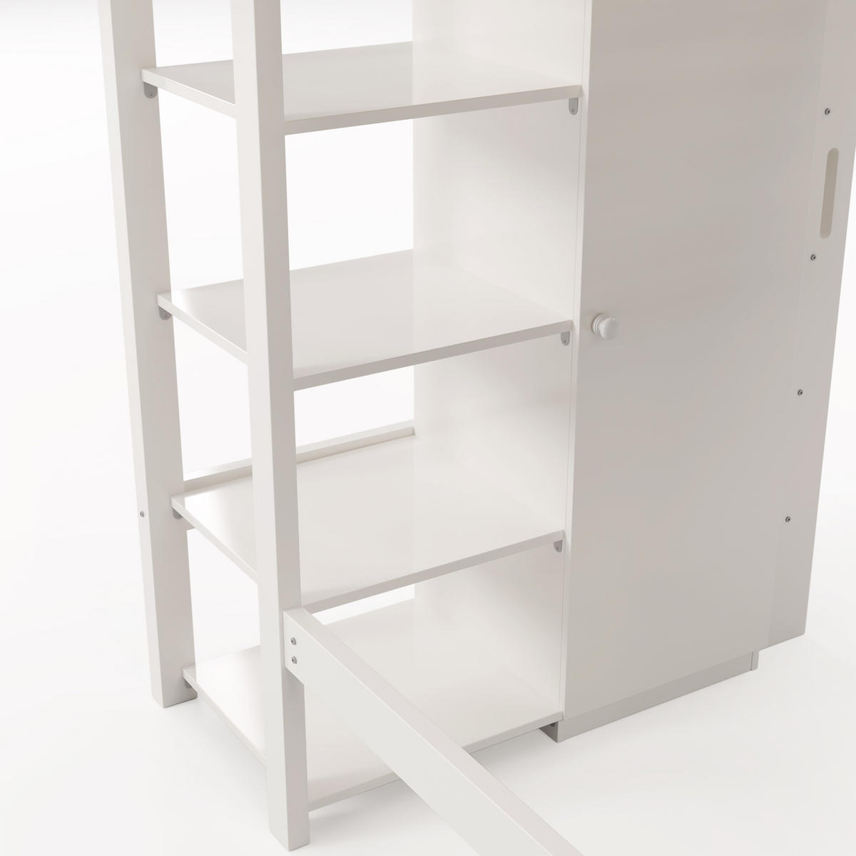 KINDEREINZELBETTEN aus Spanplatte & Massivholz 90x200 cm in Weiß mit Kleiderschrank - Weiß, Holzwerkstoff (90/200cm) - Modfu