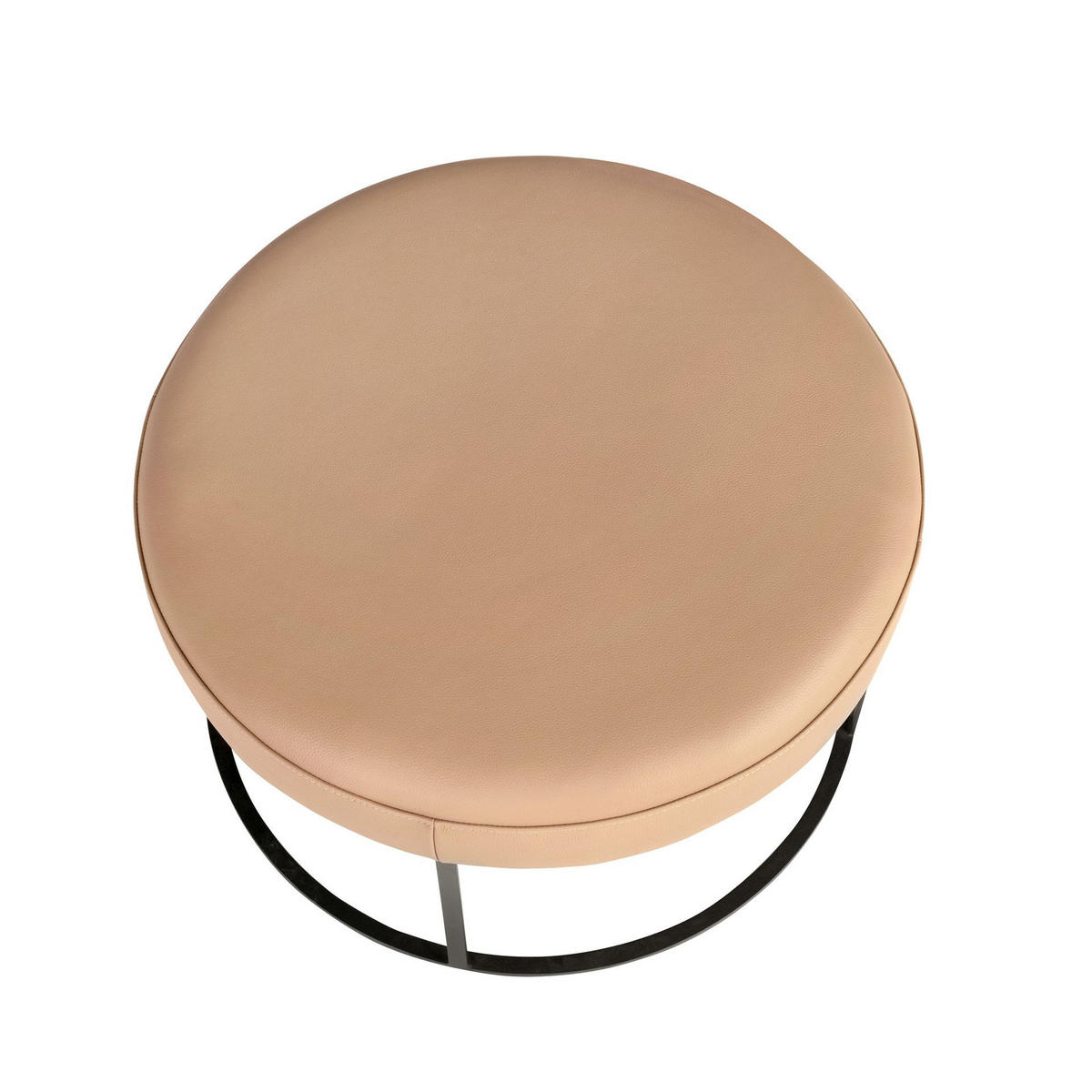 HOCKERBANK Braune Lederbank Ø77/46cm - Taupe/Schwarz, Leder/Fell (77/46/77cm) - ANGEL CERDA