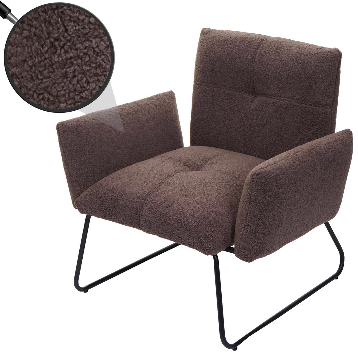 LOUNGE-SESSEL BOUCLé Braun - Braun, Textil (87/79/70cm) - MCW