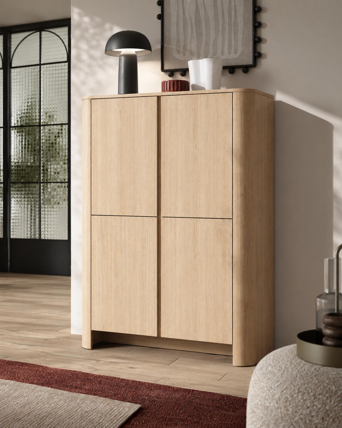 ABGERUNDETE Hochkommode AURA KW4D (Eiche Vicenza, Push to Open) - Eichefarben, Holz/Holzwerkstoff (103/132/39cm) - Ravio