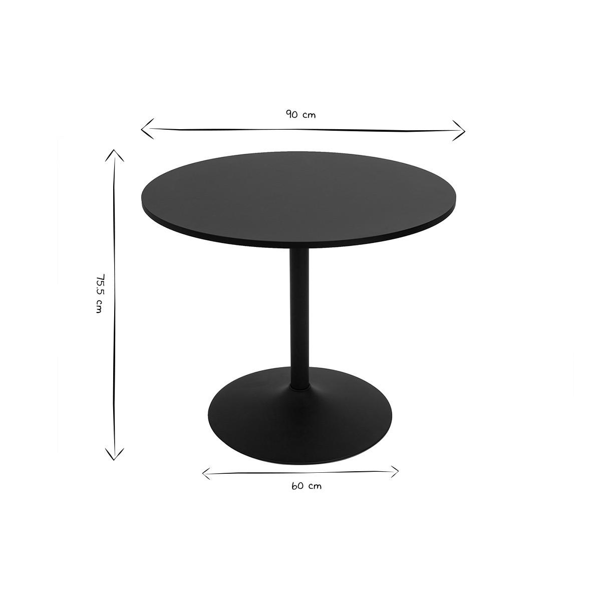 ESSTISCH Rund Schwarz D90 CALISTA - Schwarz, Holz (90/90/75.5cm) - Miliboo