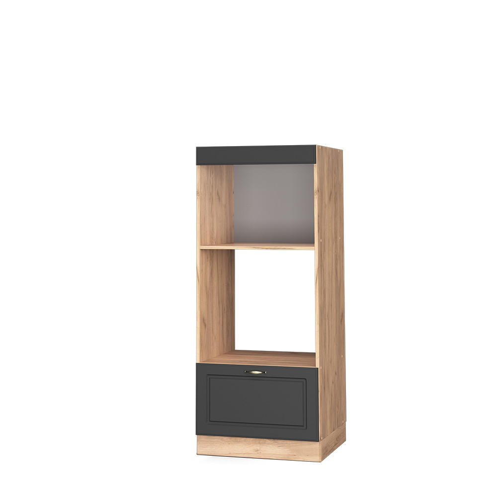 MIKROVÅGSSKÅP Fame-Line Antracit guld 60 cm öppna Antracit, Honungsek 153.6/60/58.1 cm