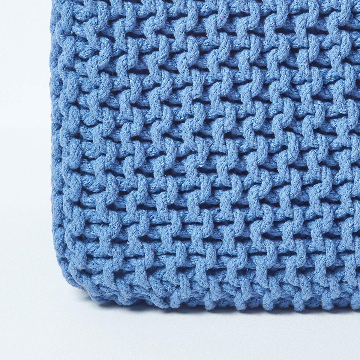 STRICK-POUF blau, Sitzwürfel 35/35/35 cm - Blau, Textil (35/35/35cm) - Homescapes