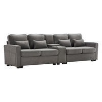 VIERSITZER-SOFA in Dunkelgrau Leinen mit Konsole - Dunkelgrau, Textil (83/88/290cm) - KOMHTOM