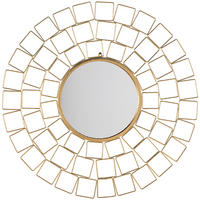 WANDSPIEGEL gold rund 90 cm Labrit - Goldfarben, Metall (90/90/3cm) - Beliani