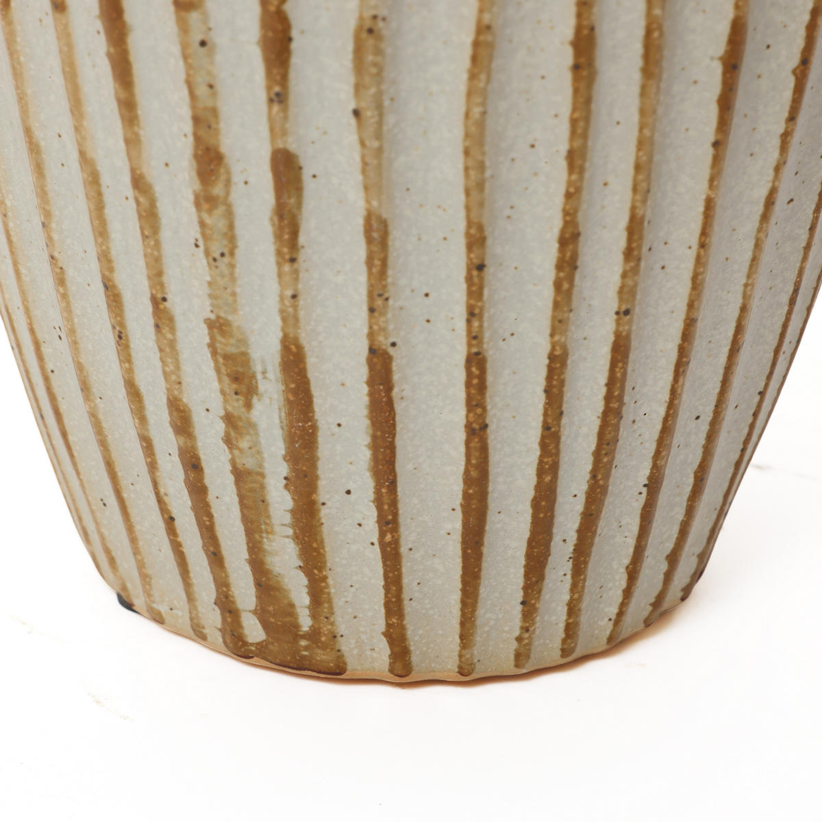 KERAMIKVASE Beige-Braun 30 cm, Vintage Blumenvase mit Streifen - Beige/Braun, Keramik (30cm) - Hometopia