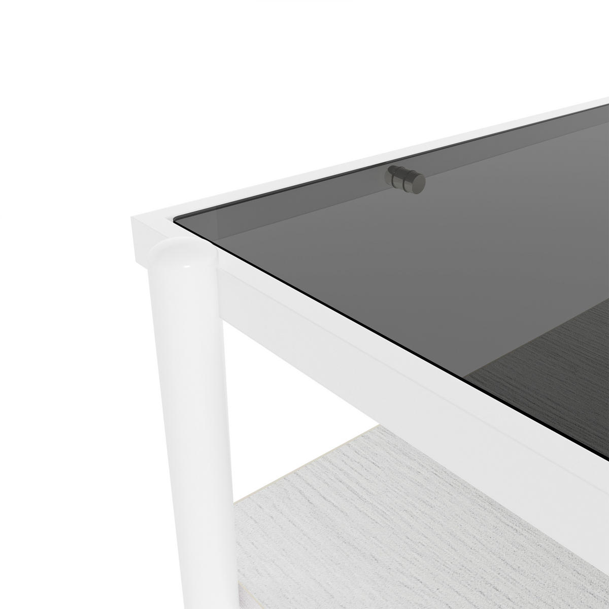COUCHTISCH aus MDF und Glas in 97.5x61.5x45 cm Weiß mit Stauraum - Weiß, Glas (97.5/61.5/45cm) - Modfu