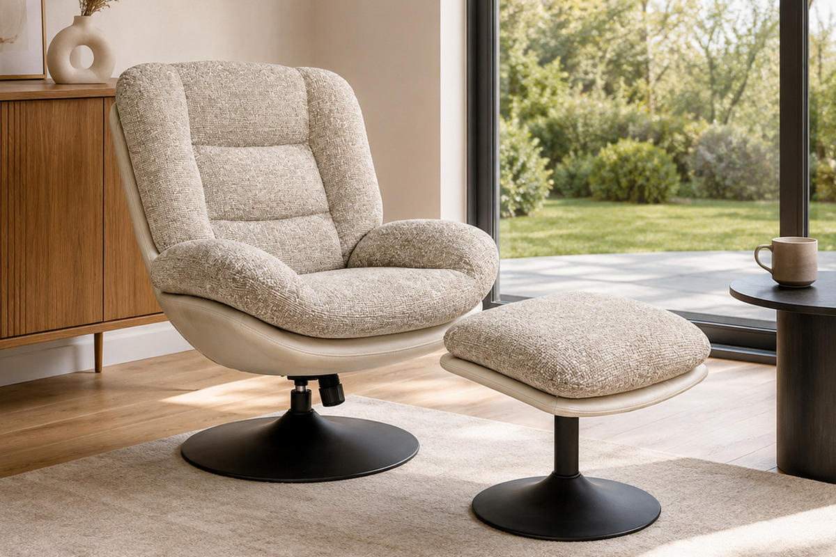 DREHSESSEL Palermo, Webstoff, Beige - Beige, Textil (78/102/94cm) - dasmöbelwerk