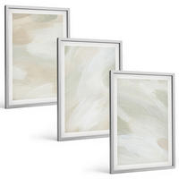 BILDER SET 3er Set - 40x60 cm Silberner Rahmen - Leuchtende Farben, abstrakter Boho-Stil - Silberfarben, Kunststoff (40/60cm) - TULUP