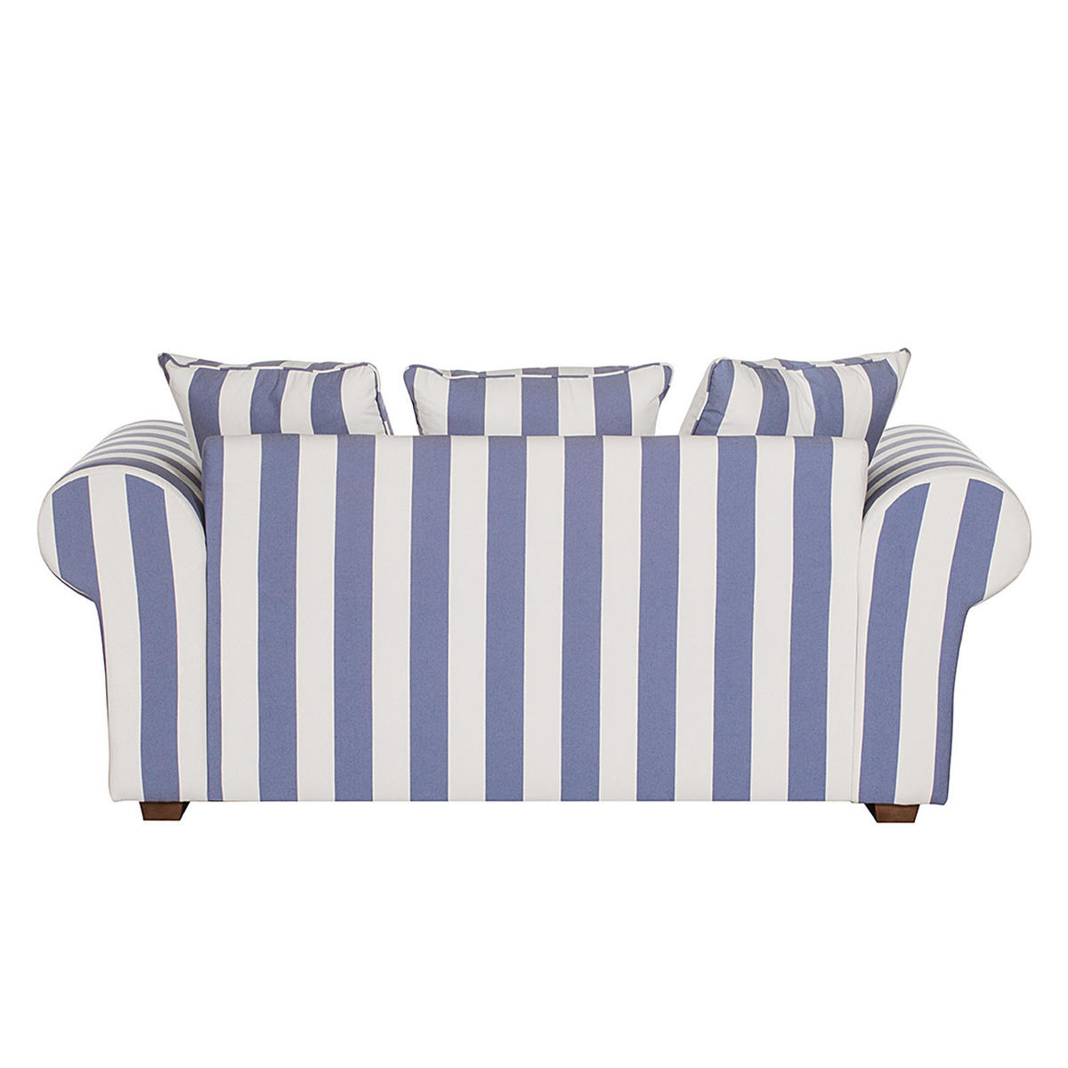 2-SITZER SOFA - Webstoff - gestreift - Blau/Dunkelbraun, Buchenholz/Textil (187/88/88cm) - home24