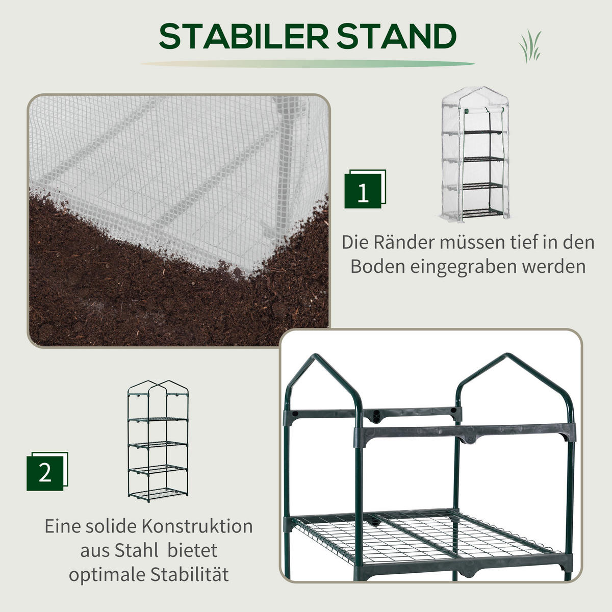 FOLIENGEWÄCHSHAUS, Weiß, PVC, Stahl - Weiß, Kunststoff (50/160/70cm) - Outsunny