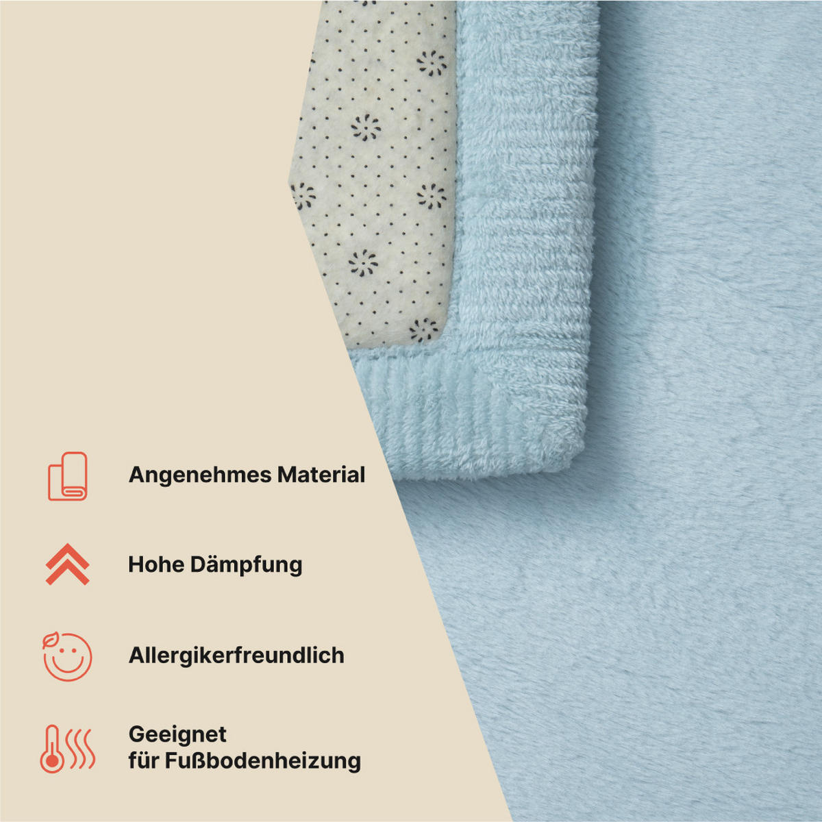 KINDERTEPPICH FLUFFIN hellblau kuschelig waschbar 80/150 cm - Hellblau, Textil (80/150cm) - Tapiso