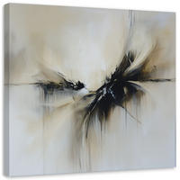 LEINWANDBILD Abstrakte beige-schwarze Farbeffekt 60x60cm - Beige, Textil (60/60cm) - Feeby