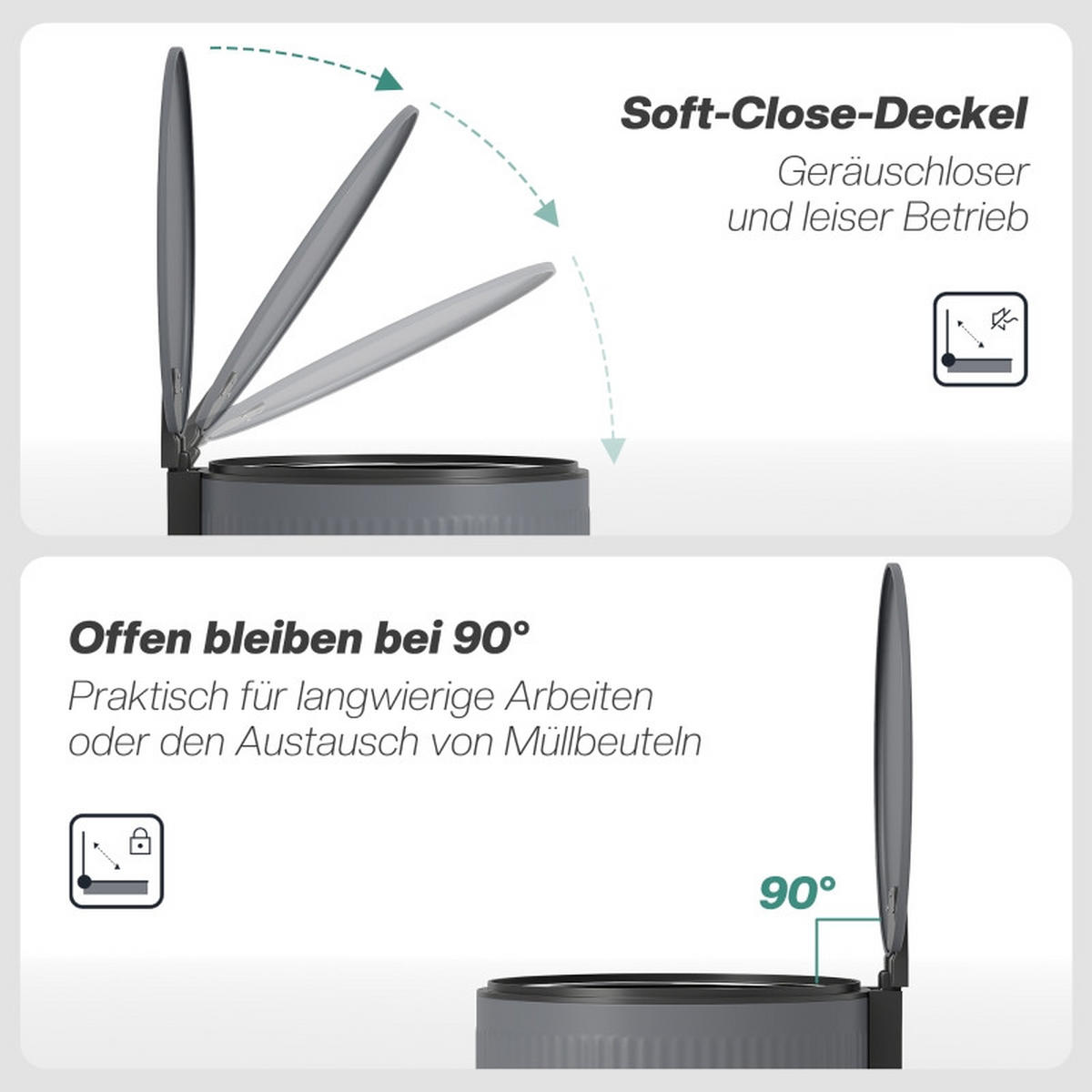 ABFALLEIMER - Dunkelgrau, Metall (30/60.5/36cm)