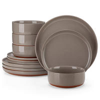 KOMBISERVICE 12-teilig Steinzeug Geschirrset Sesamglasur für 4 Personen - Braun, Keramik (26/2/26cm) - Kaket