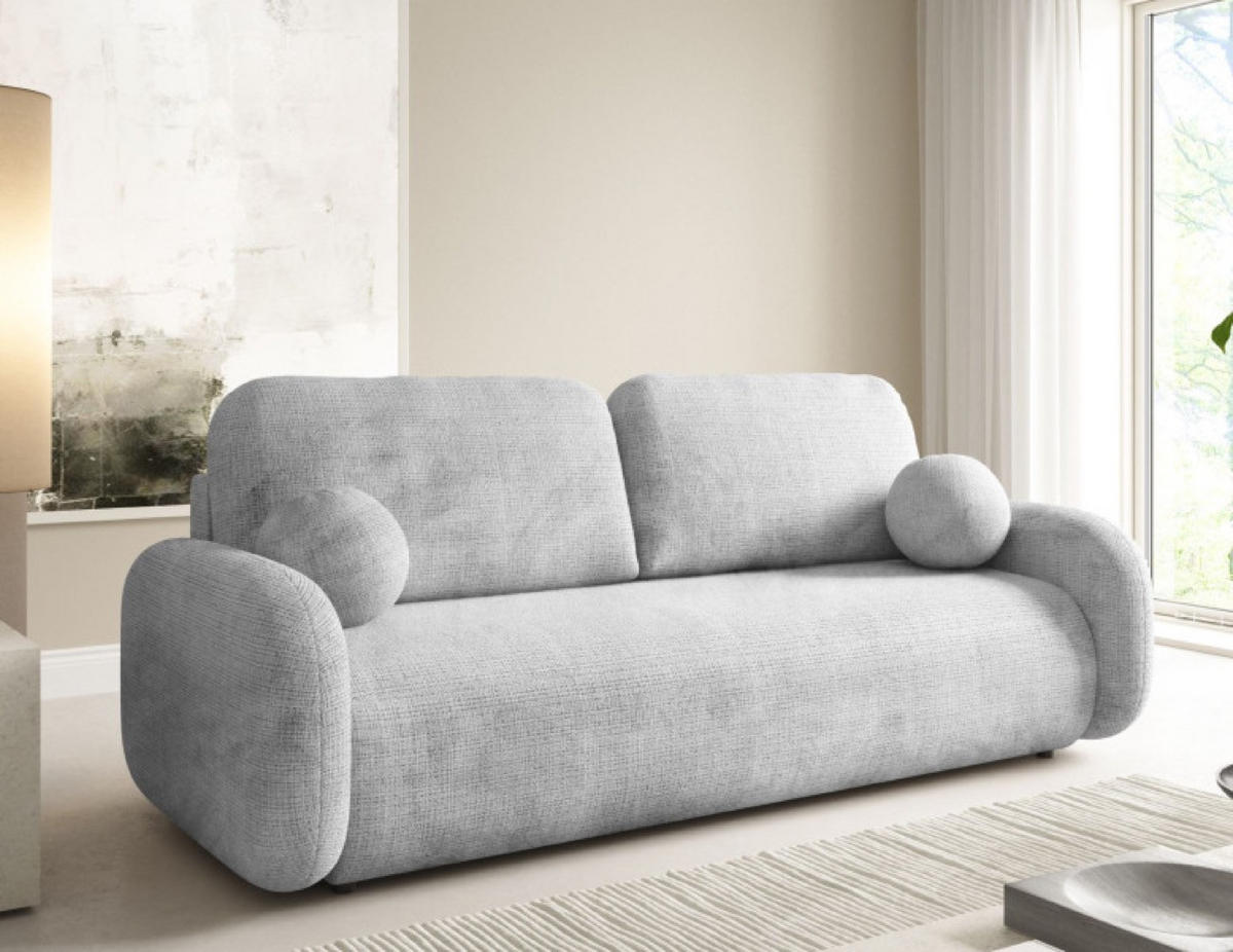 SOFA Cremona 81 LEON Mit Schlaffunktion - Hellgrau/Grau, Textil (220/90/92cm) - Sepro Meble