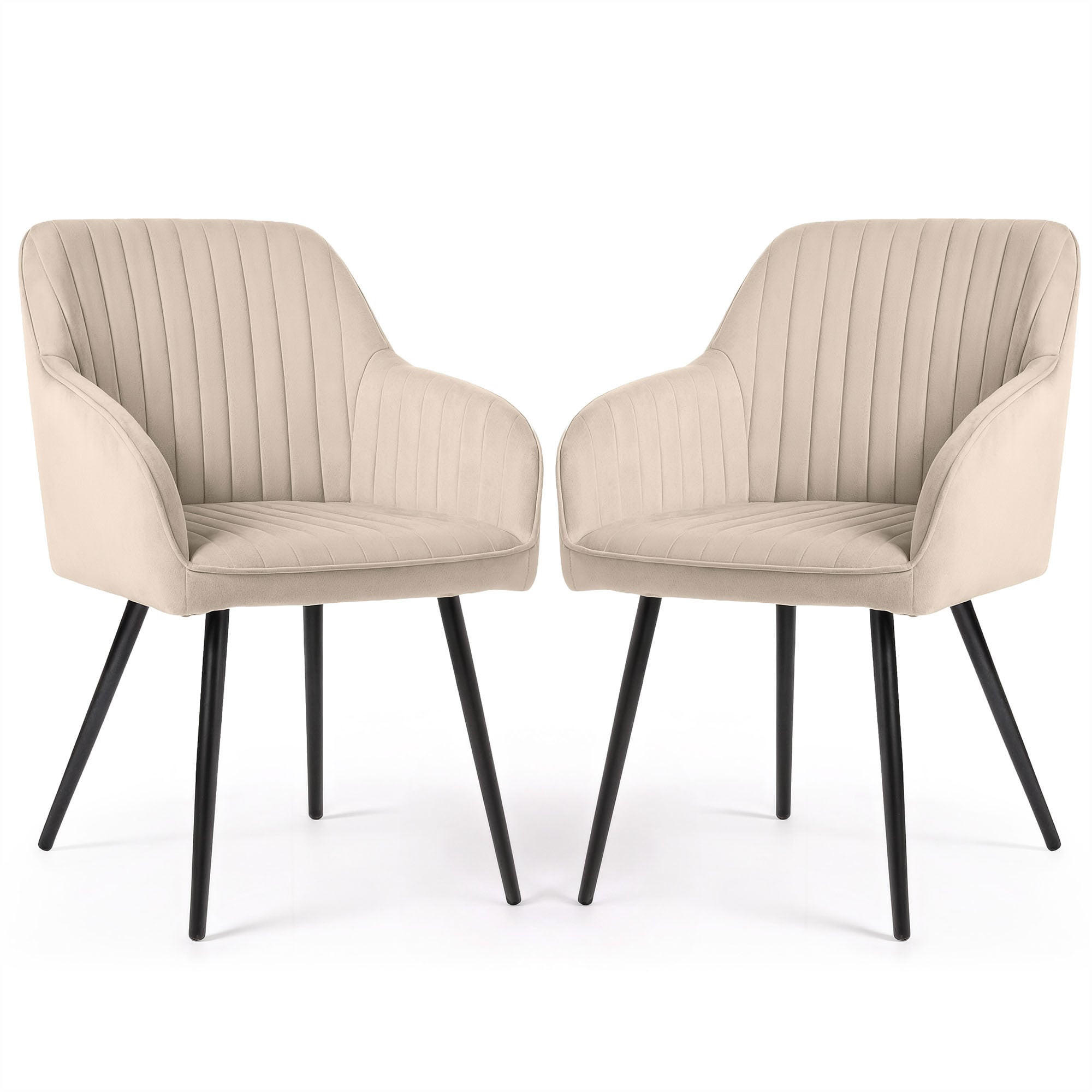 POLSTERSTUHL 2er Set, Metallbeine Creme, Schwarz 54,5/82/58 - Creme/Schwarz, Textil (55/82/58cm) - RAUMHIRSCH FURNITURE