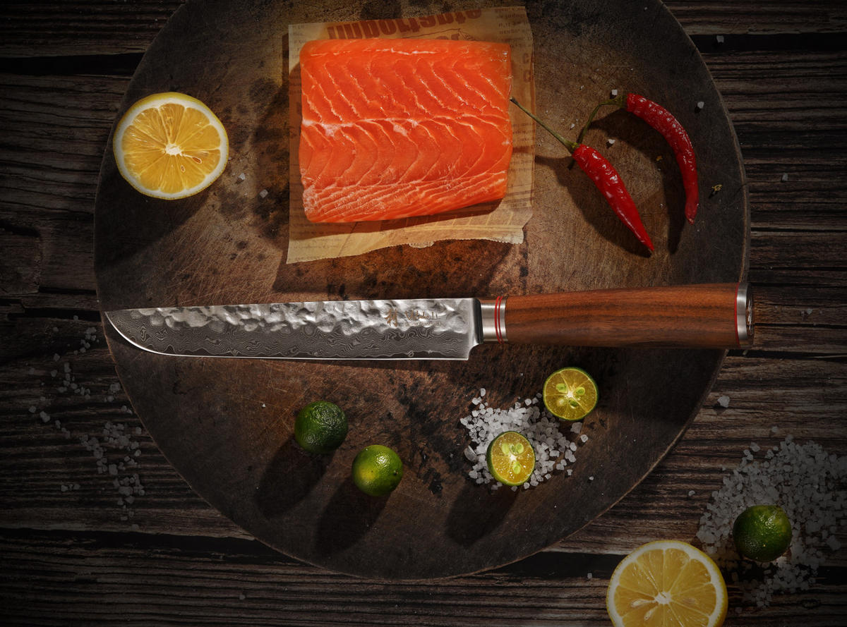 TRANCHIER- UND FLEISCHMESSER 20 cm - Nussbaumfarben, Holz/Metall (34cm) - Wakoli