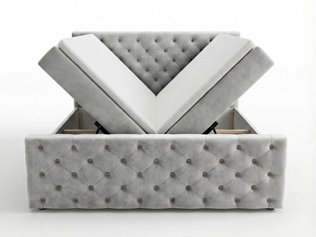 BOXBETT Montego 180x200 Hellgrau - Hellgrau, Holz/Textil (180/200cm) - Graingold