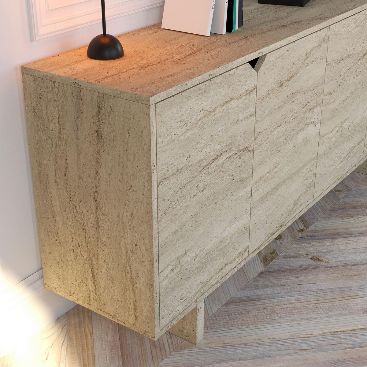 BUFFETSCHRANK turan beige - Beige, Holz (40/81/180cm) - Habitat Garten