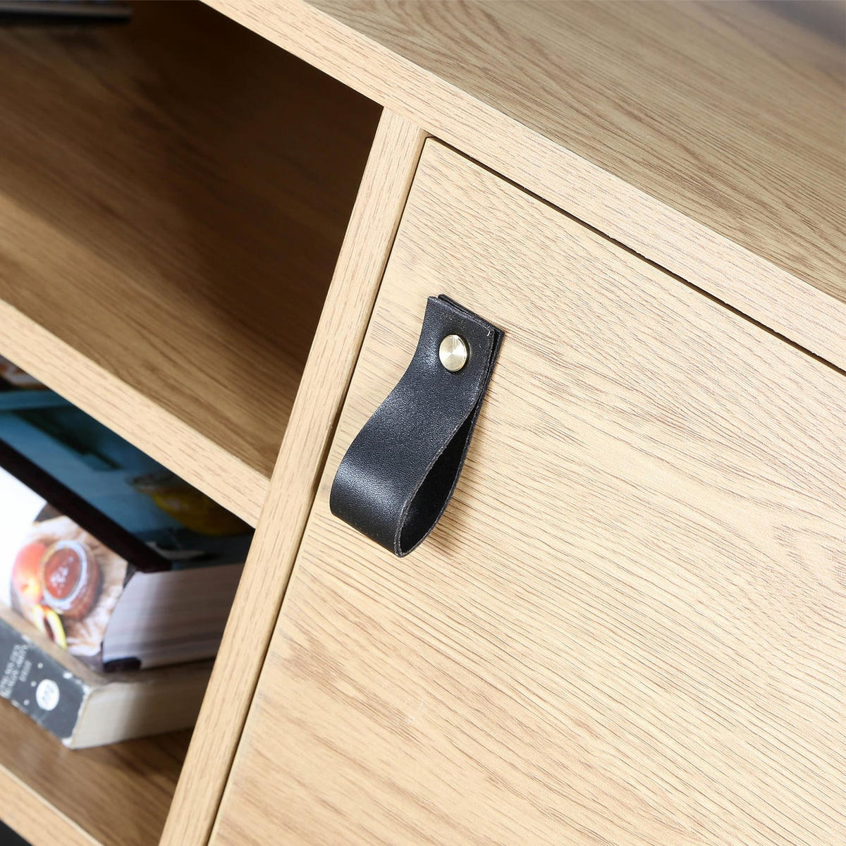 TV-MÖBEL Eiche Dekor 2 Türen und zentrale Ablage - L120 cm - Nussbaumfarben, Holzwerkstoff (122/48/122cm) - Calicosy