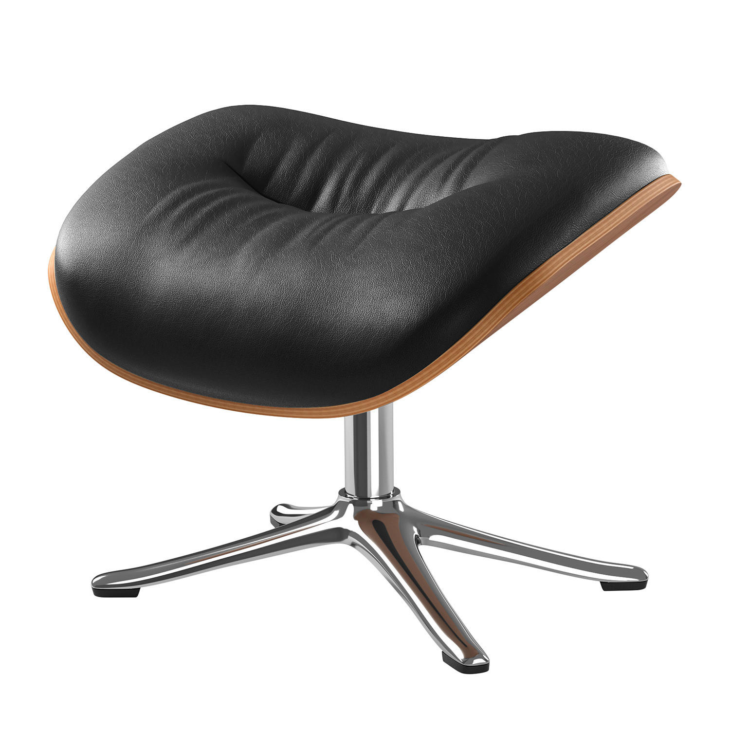 POLSTERHOCKER - Chromfarben/Schwarz, Leder/Metall (44/39/42cm) - home24