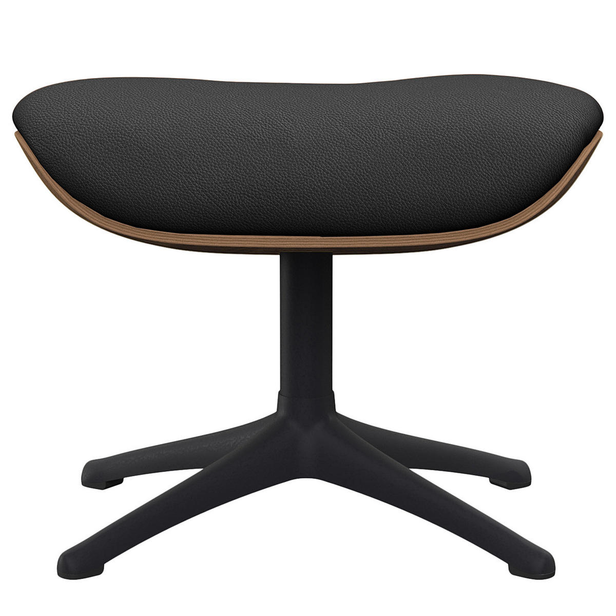 POLSTERHOCKER - Echtleder - Schwarz, Leder/Metall (49/39/44cm) - home24