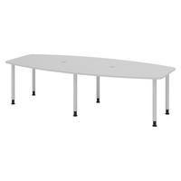 KONFERENZTISCH mittel KT28 130/280/74 cm in Grau/Füße in Silberfarben - Silberfarben/Grau, Holzwerkstoff (130/280/74cm) - bümö