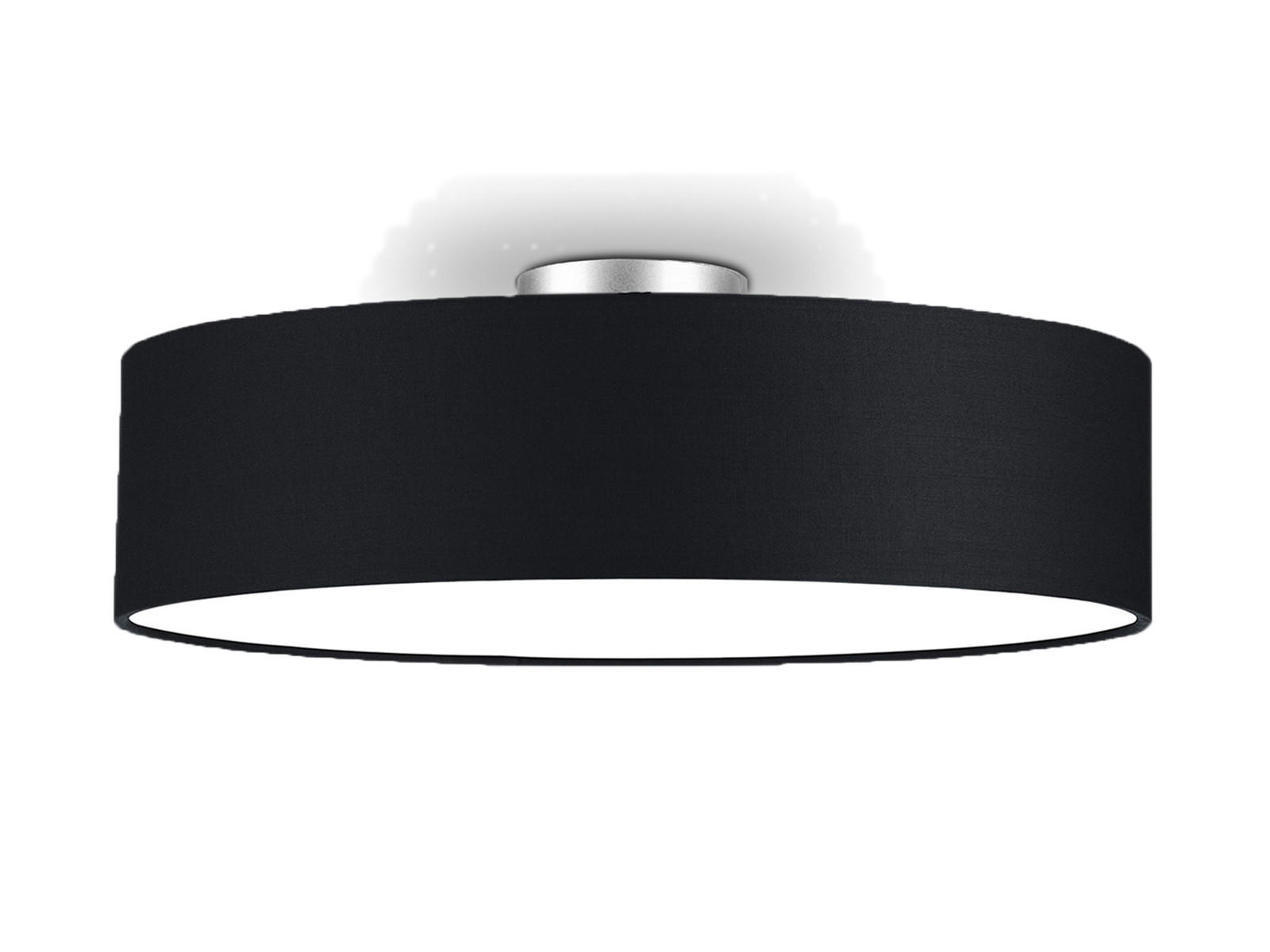 DECKENLAMPE Ø50cm, Lampenschirm Stoff Schwarz - Schwarz, Textil (50/50/19cm) - meineWunschleuchte