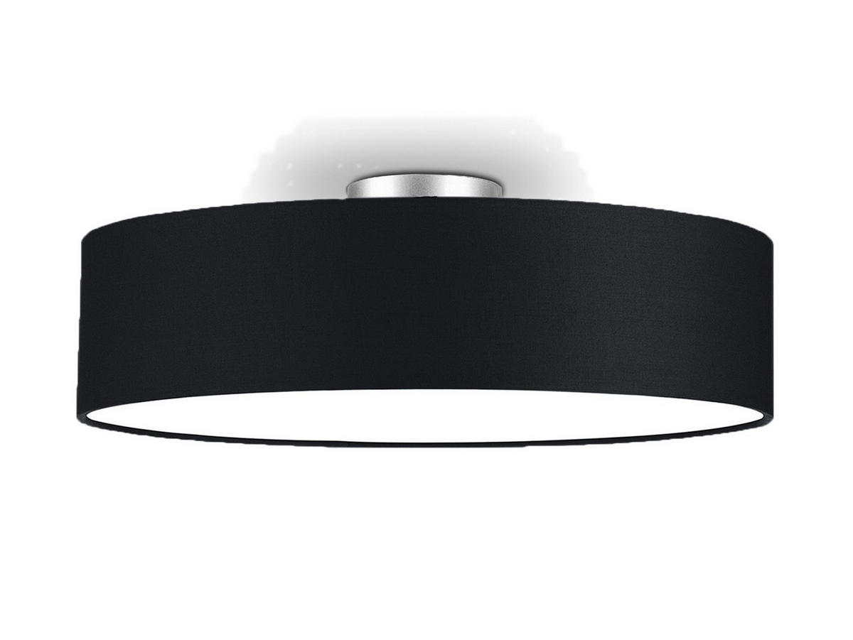 DECKENLAMPE Ø50cm, Lampenschirm Stoff Schwarz - Schwarz, Textil (50/50/19cm) - meineWunschleuchte