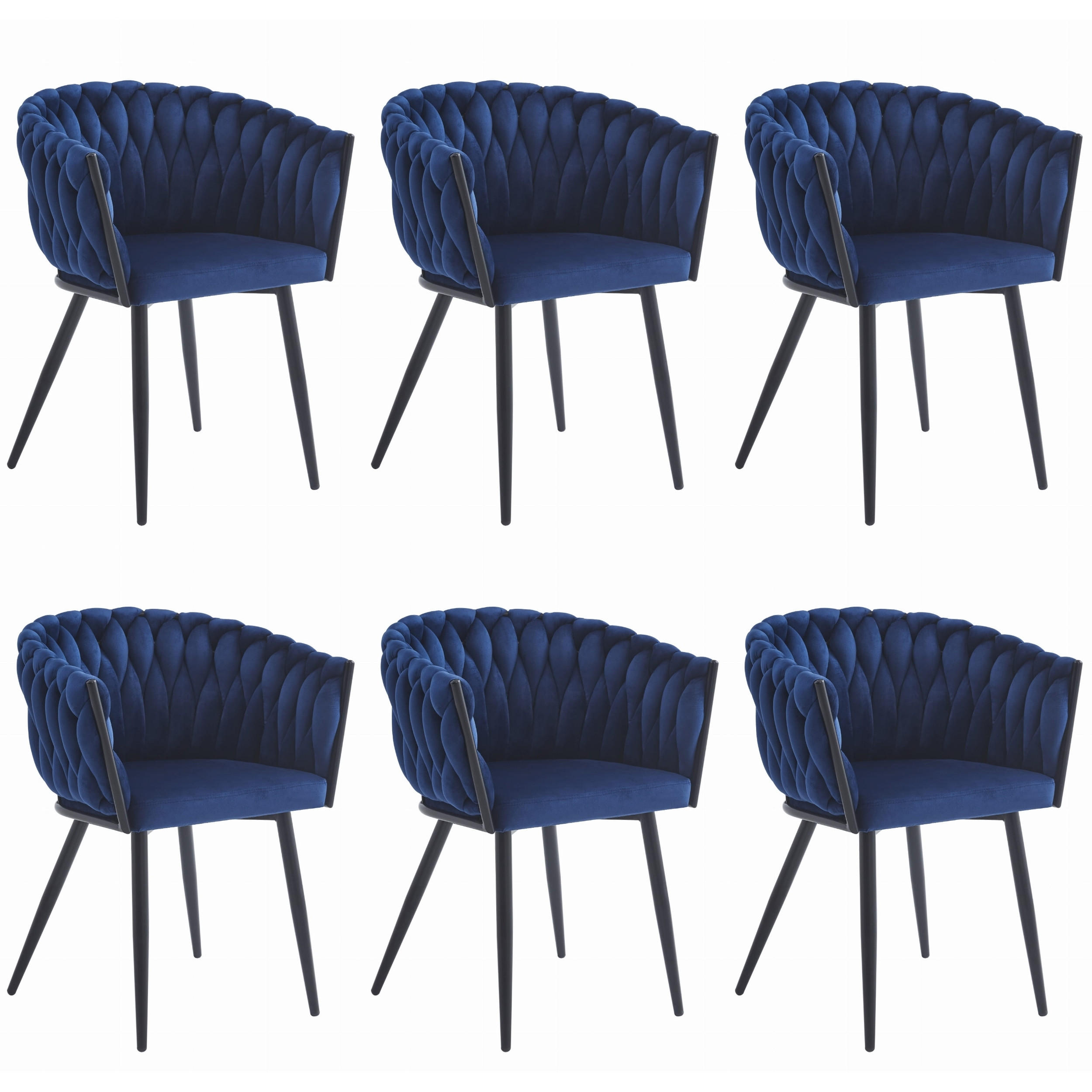 STUHL ARONA 6-er Set, Blau, Schwarze metallische Beine - Blau, Textil/Metall (61/79/55cm) - Komodee